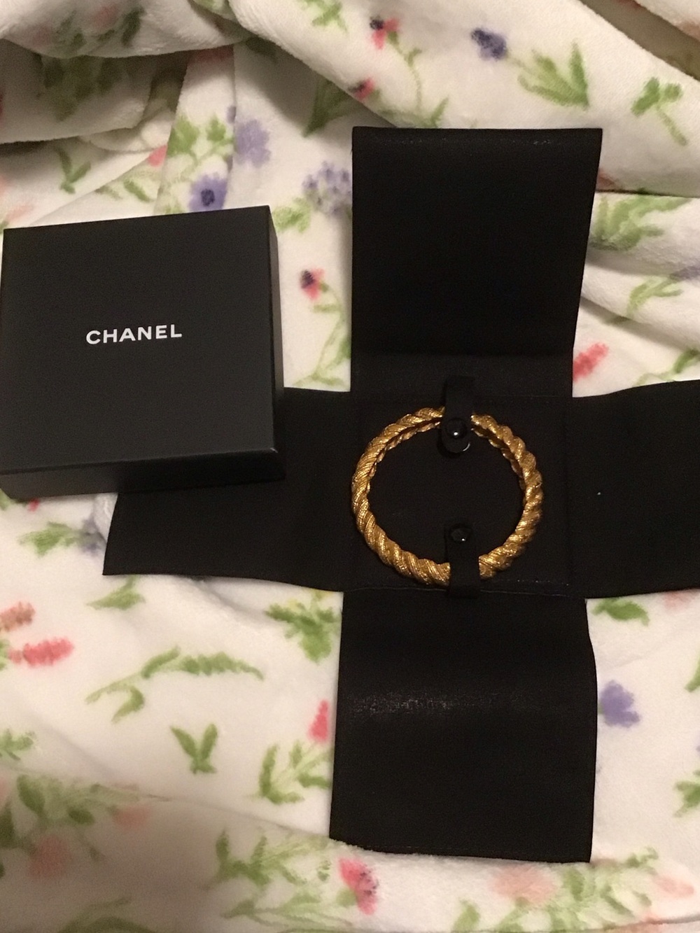Authentic vintage CHANEL Twisted Rope Bangle in Gold Tone circa early 1990’s